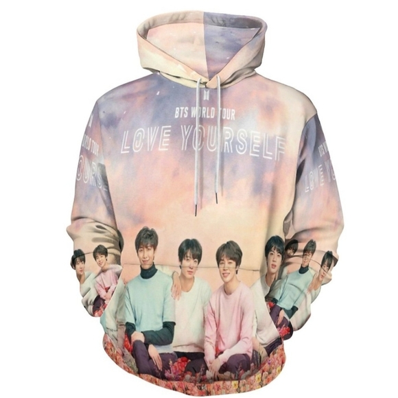 KPop BTS World Tour - Love Yourself Hoodie Multicolor with Kangaroo Pocket Sz XL - Picture 1 of 6